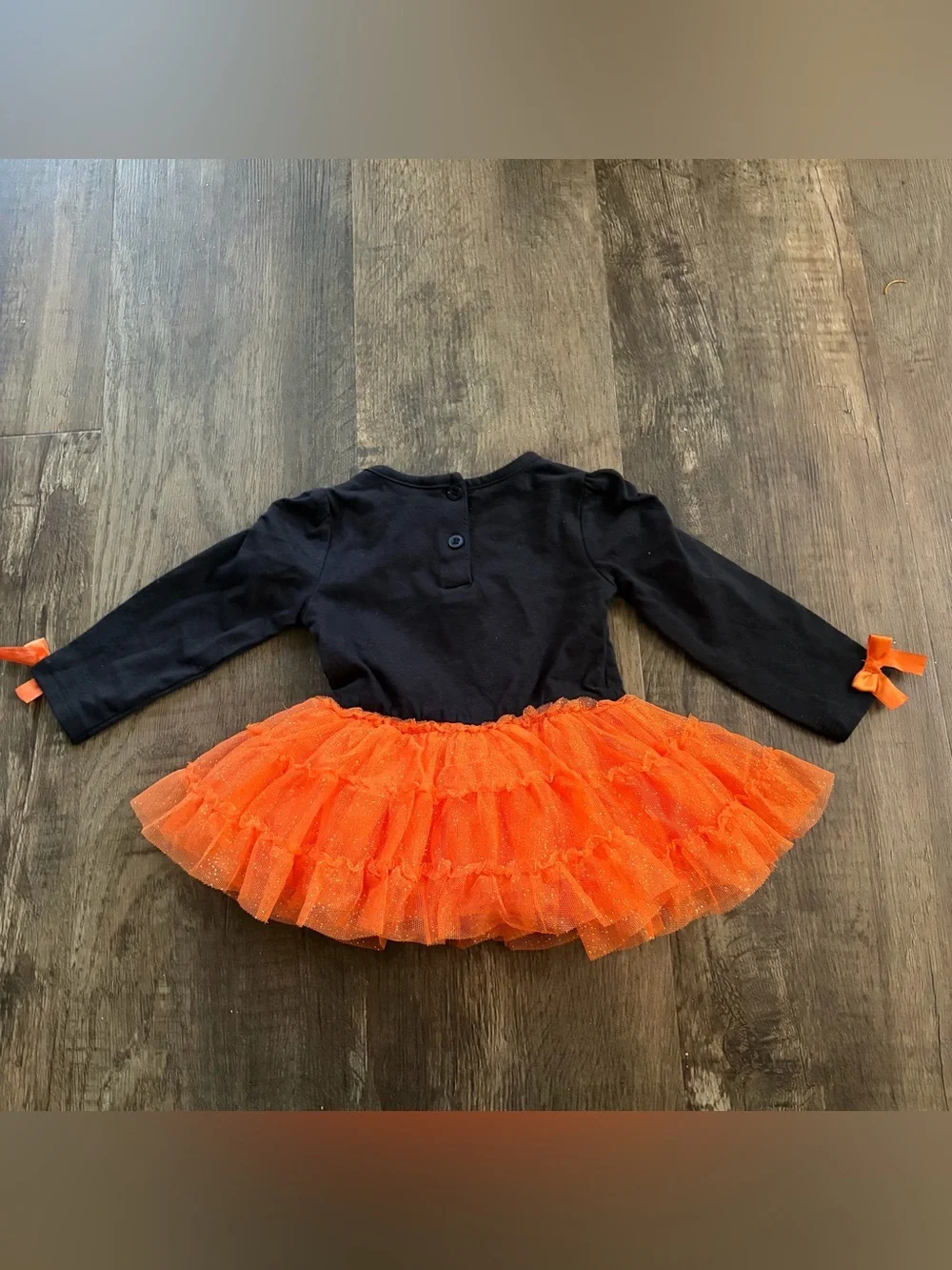 Little Lass Black Top with Orange Pumpkin Tutu